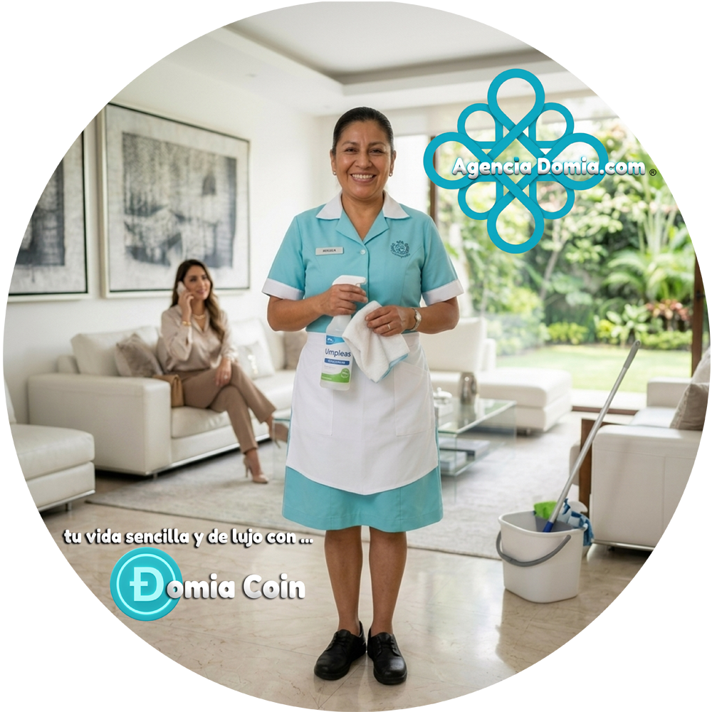 Empleada doméstica capacitada brindando servicio de limpieza residencial en Monterrey - Agencia Domia